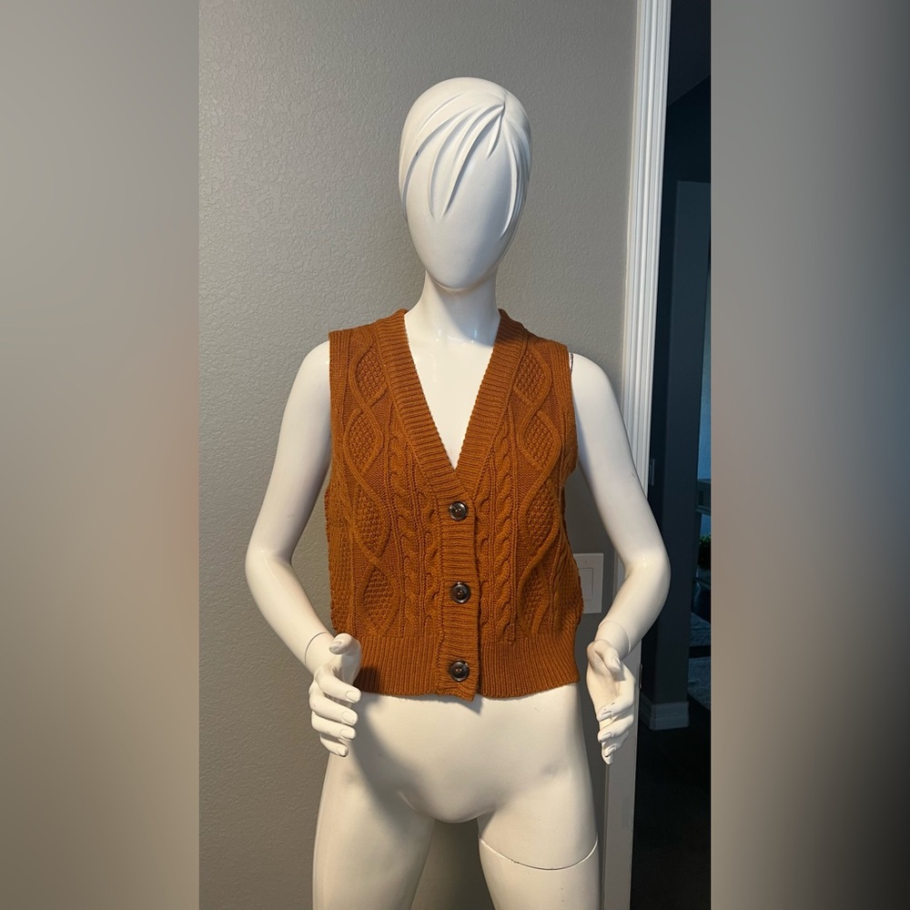 Wynter Cable Knit Button-Up Vest size M